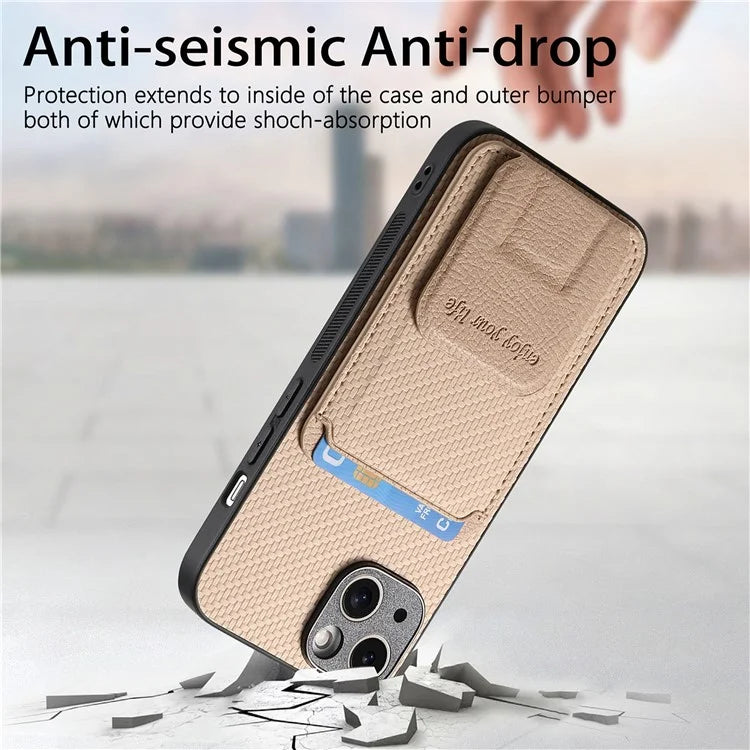 C1-11 for iPhone 14 Plus Cell Phone Case TPU+PU Leather Cover Support Magnetic Car Mount