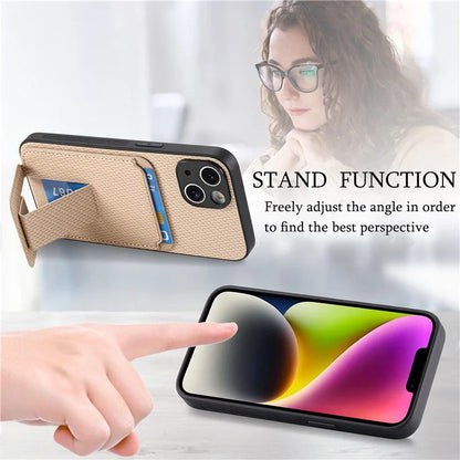 C1-11 for iPhone 14 Plus Cell Phone Case TPU+PU Leather Cover Support Magnetic Car Mount