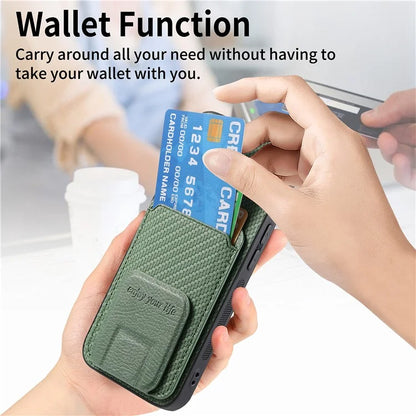 C1-11 for iPhone 14 Plus Cell Phone Case TPU+PU Leather Cover Support Magnetic Car Mount