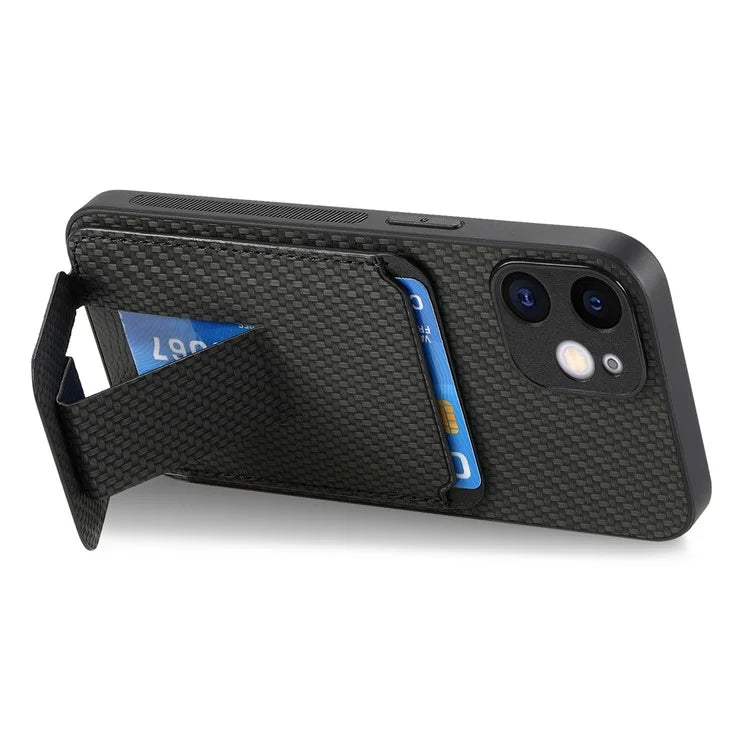 C1-11 for iPhone 11 Case Kickstand Carbon Fiber Texture Smart Phone Cover