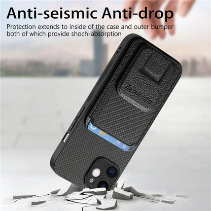 C1-11 for iPhone 11 Case Kickstand Carbon Fiber Texture Smart Phone Cover
