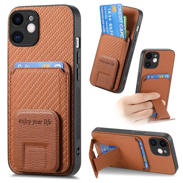 C1-11 for iPhone 11 Case Kickstand Carbon Fiber Texture Smart Phone Cover