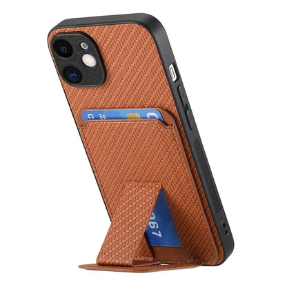 C1-11 for iPhone 11 Case Kickstand Carbon Fiber Texture Smart Phone Cover
