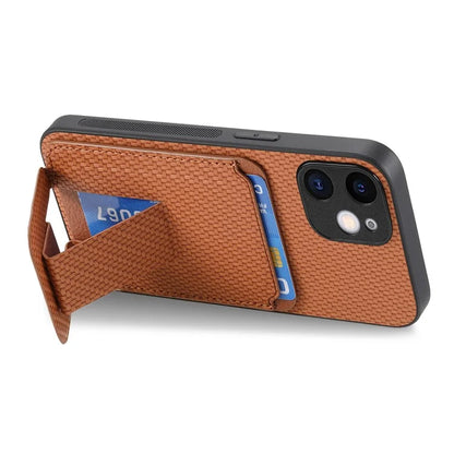 C1-11 for iPhone 11 Case Kickstand Carbon Fiber Texture Smart Phone Cover