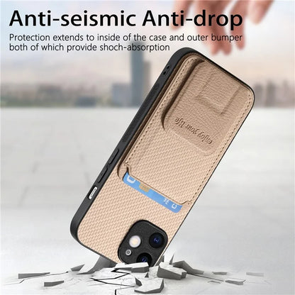 C1-11 for iPhone 11 Case Kickstand Carbon Fiber Texture Smart Phone Cover
