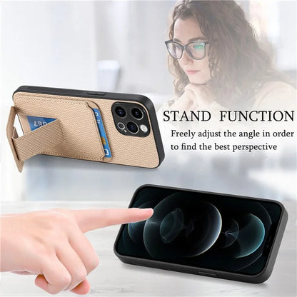 C1-11 for iPhone 12 Pro Max 6.7 inch Cell Phone Case Card Slot Leather+TPU Shell