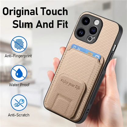C1-11 for iPhone 12 Pro Max 6.7 inch Cell Phone Case Card Slot Leather+TPU Shell