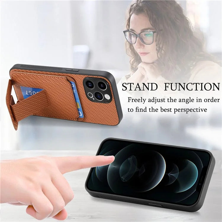C1-11 for iPhone 12 Pro Max 6.7 inch Cell Phone Case Card Slot Leather+TPU Shell