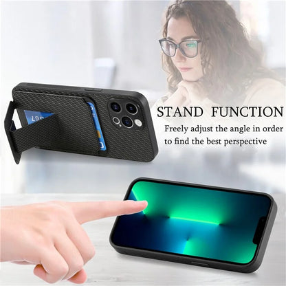 C1-11 for iPhone 13 Pro Max 6.7 inch Back Case TPU+Leather Phone Cover with Folding Kickstand