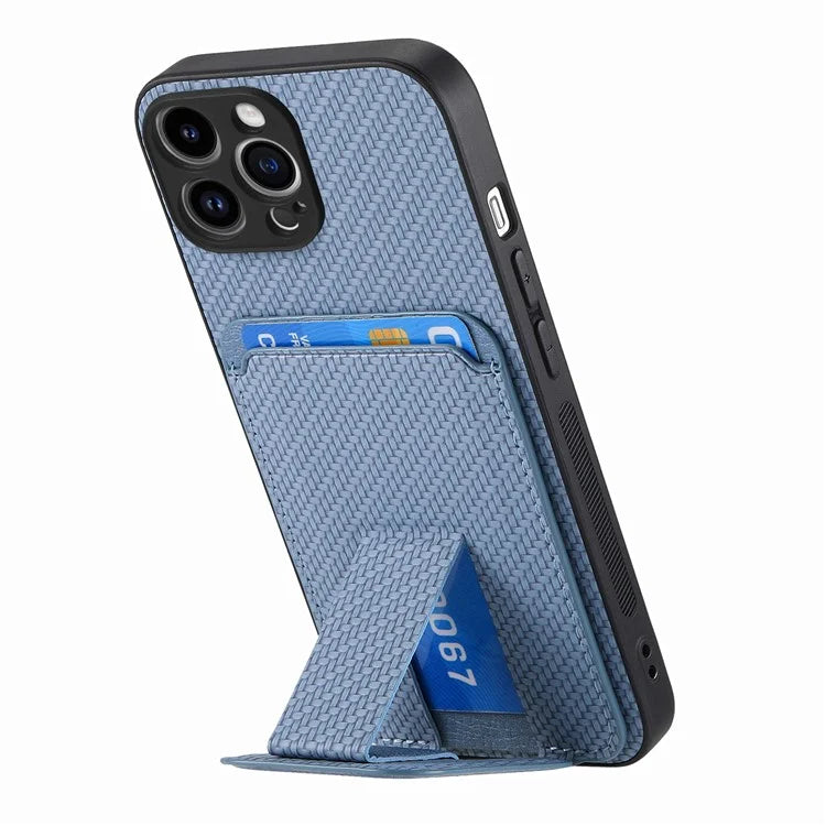 C1-11 for iPhone 13 Pro Max 6.7 inch Back Case TPU+Leather Phone Cover with Folding Kickstand