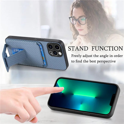 C1-11 for iPhone 13 Pro Max 6.7 inch Back Case TPU+Leather Phone Cover with Folding Kickstand
