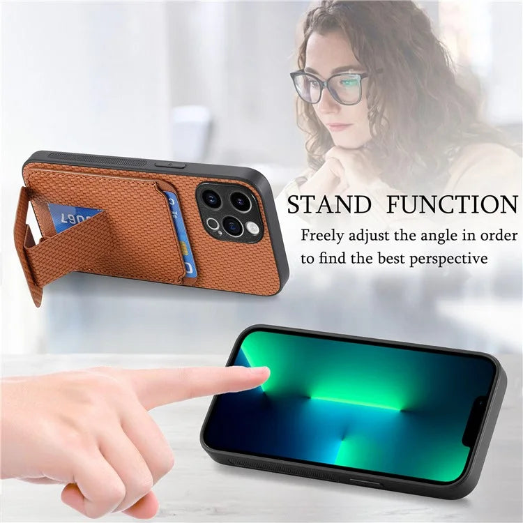 C1-11 for iPhone 13 Pro Max 6.7 inch Back Case TPU+Leather Phone Cover with Folding Kickstand