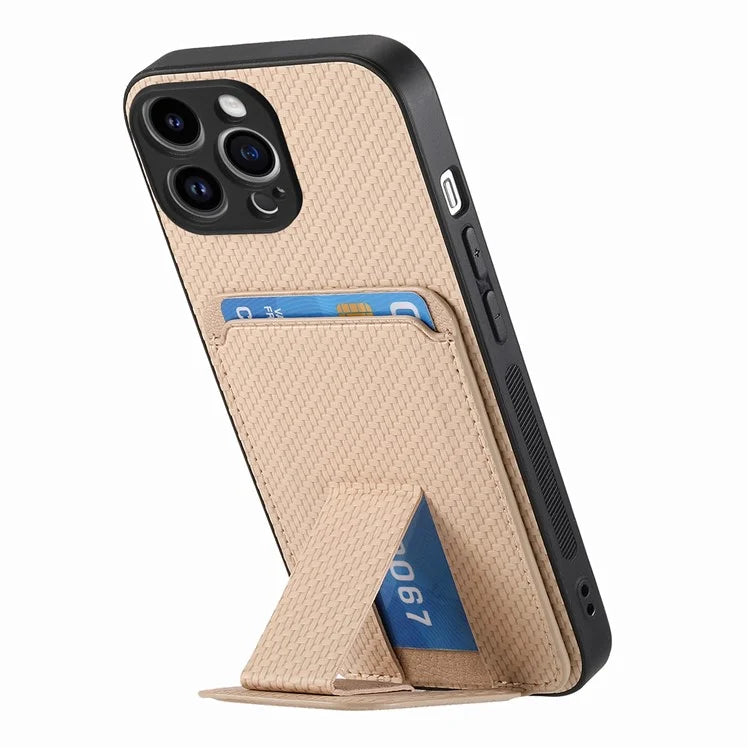 C1-11 for iPhone 13 Pro Max 6.7 inch Back Case TPU+Leather Phone Cover with Folding Kickstand