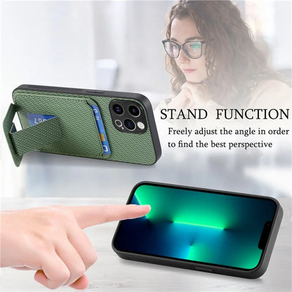C1-11 for iPhone 13 Pro Max 6.7 inch Back Case TPU+Leather Phone Cover with Folding Kickstand
