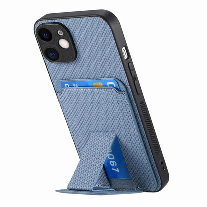 C1-11 Phone Case for iPhone 12 6.1 inch Shell Anti-dust Card Holder Kickstand Cover