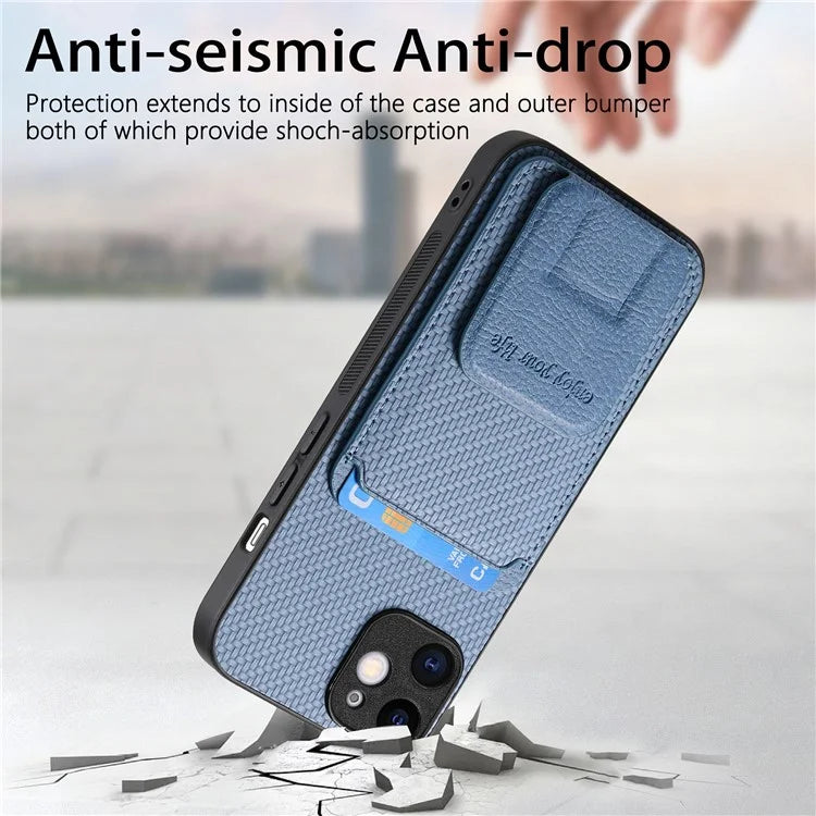 C1-11 Phone Case for iPhone 12 6.1 inch Shell Anti-dust Card Holder Kickstand Cover