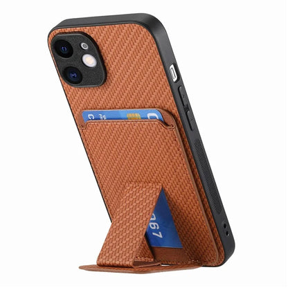 C1-11 Phone Case for iPhone 12 6.1 inch Shell Anti-dust Card Holder Kickstand Cover