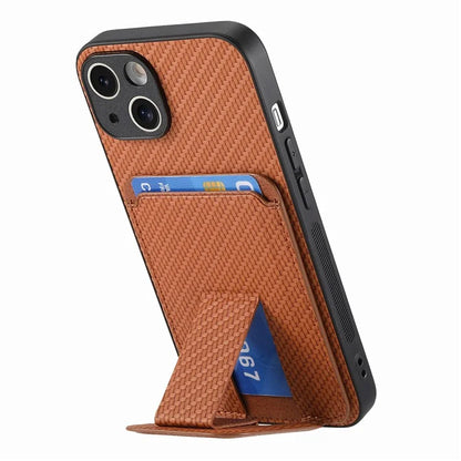 C1-11 for iPhone 13 6.1 inch Case Leather Coated TPU Phone Protector with Kickstand and Card Slot