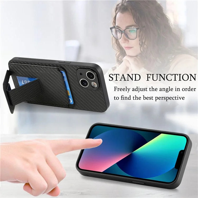 C1-11 for iPhone 13 6.1 inch Case Leather Coated TPU Phone Protector with Kickstand and Card Slot