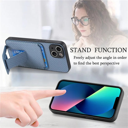 C1-11 for iPhone 13 6.1 inch Case Leather Coated TPU Phone Protector with Kickstand and Card Slot