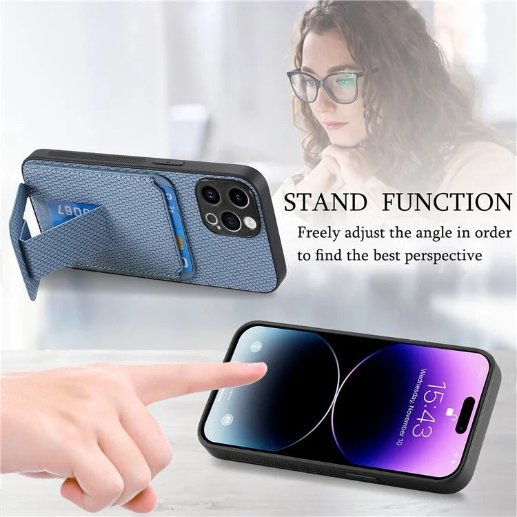 C1-11 for iPhone 14 Pro Max Case Leather Coated TPU Phone Guard Cover with Card Slot