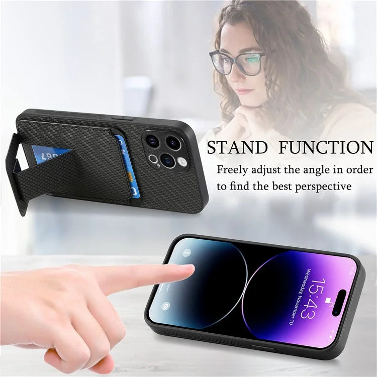 C1-11 for iPhone 14 Pro Max Case Leather Coated TPU Phone Guard Cover with Card Slot