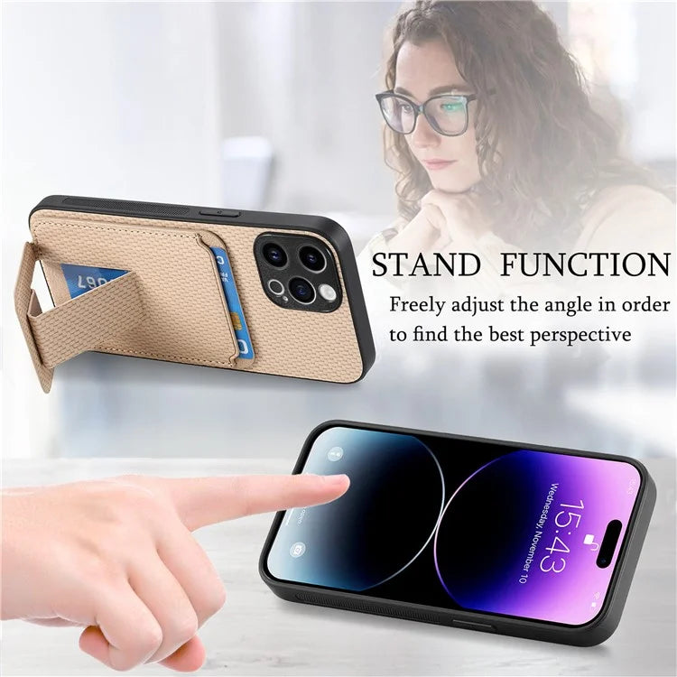 C1-11 for iPhone 14 Pro Max Case Leather Coated TPU Phone Guard Cover with Card Slot