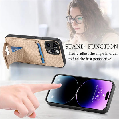 C1-11 for iPhone 14 Pro Max Case Leather Coated TPU Phone Guard Cover with Card Slot