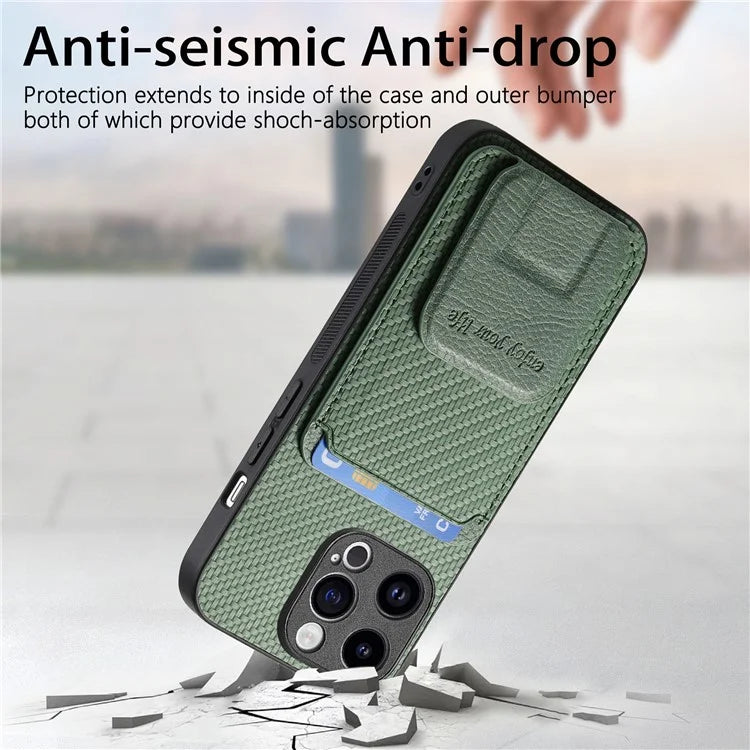 C1-11 for iPhone 14 Pro Max Case Leather Coated TPU Phone Guard Cover with Card Slot