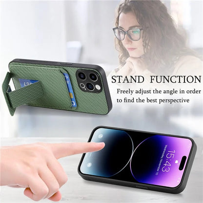 C1-11 for iPhone 14 Pro Max Case Leather Coated TPU Phone Guard Cover with Card Slot