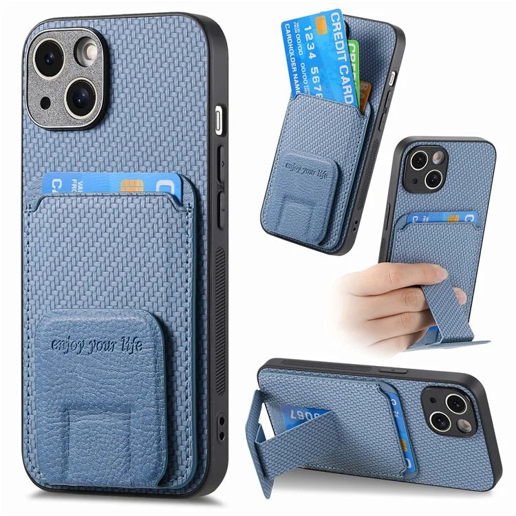 C1-11 for iPhone 14 Case Leather Coated TPU Drop-proof Phone Back Protector