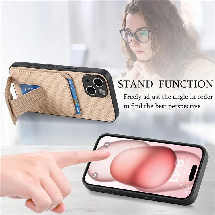 C1-11 for iPhone 14 Case Leather Coated TPU Drop-proof Phone Back Protector