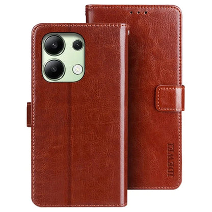 IDEWEI For Xiaomi Redmi Note 13 4G Case Crazy Horse Texture Cover with Magnetic Clasp