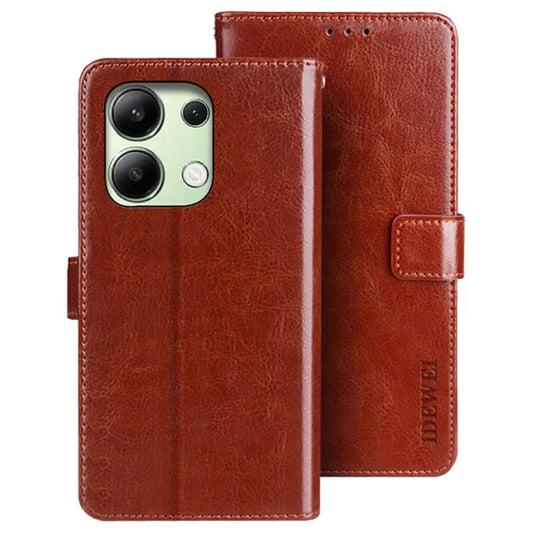 IDEWEI For Xiaomi Redmi Note 13 4G Case Crazy Horse Texture Cover with Magnetic Clasp