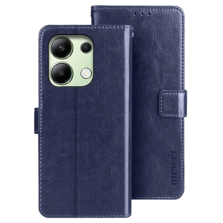 IDEWEI For Xiaomi Redmi Note 13 4G Case Crazy Horse Texture Cover with Magnetic Clasp