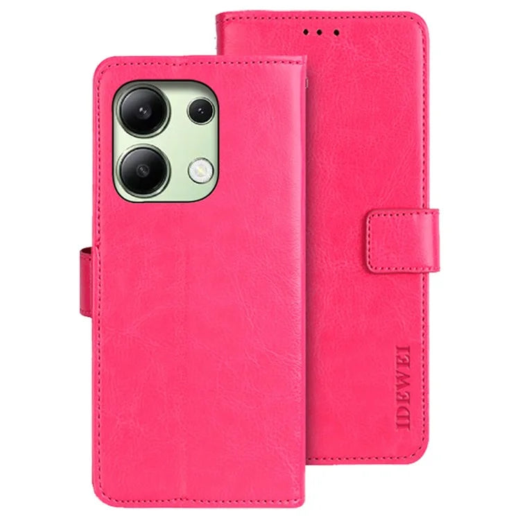 IDEWEI For Xiaomi Redmi Note 13 4G Case Crazy Horse Texture Cover with Magnetic Clasp
