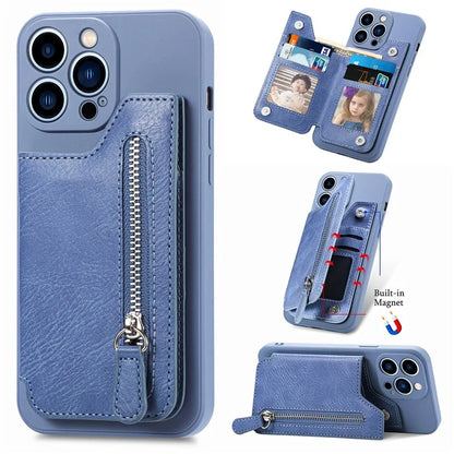 For iPhone 15 Pro Max Wallet Phone Case PU Leather Coated Straight Edge TPU Cover