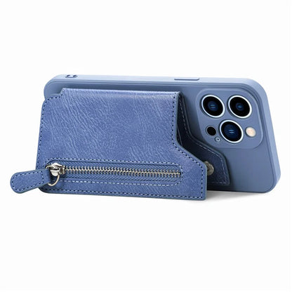 For iPhone 15 Pro Max Wallet Phone Case PU Leather Coated Straight Edge TPU Cover