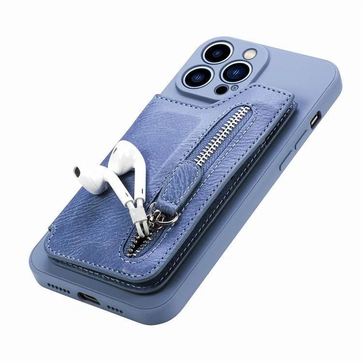 For iPhone 15 Pro Max Wallet Phone Case PU Leather Coated Straight Edge TPU Cover