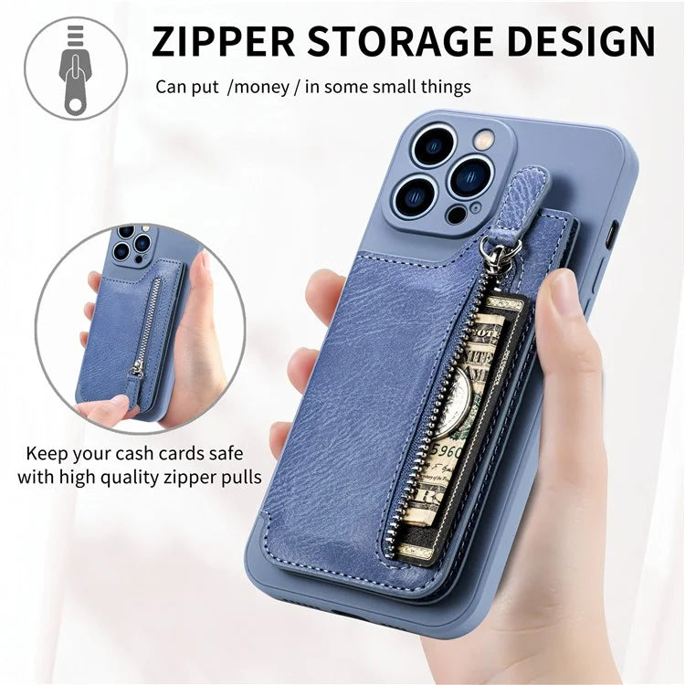 For iPhone 15 Pro Max Wallet Phone Case PU Leather Coated Straight Edge TPU Cover