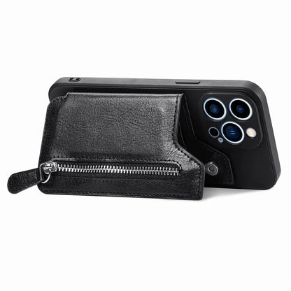 For iPhone 15 Pro Max Wallet Phone Case PU Leather Coated Straight Edge TPU Cover