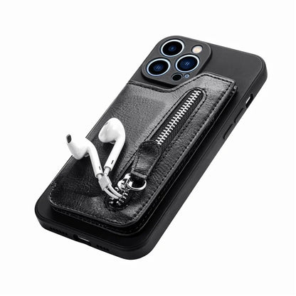 For iPhone 15 Pro Max Wallet Phone Case PU Leather Coated Straight Edge TPU Cover