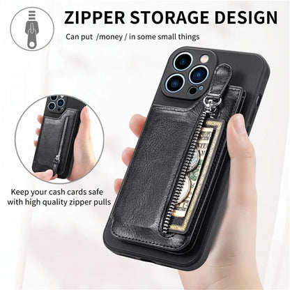 For iPhone 15 Pro Max Wallet Phone Case PU Leather Coated Straight Edge TPU Cover
