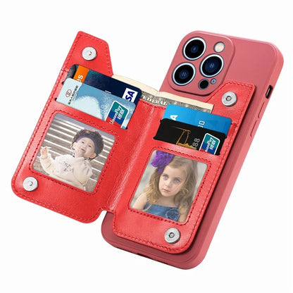 For iPhone 15 Pro Max Wallet Phone Case PU Leather Coated Straight Edge TPU Cover