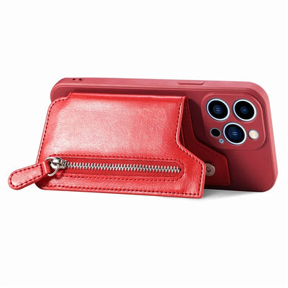 For iPhone 15 Pro Max Wallet Phone Case PU Leather Coated Straight Edge TPU Cover