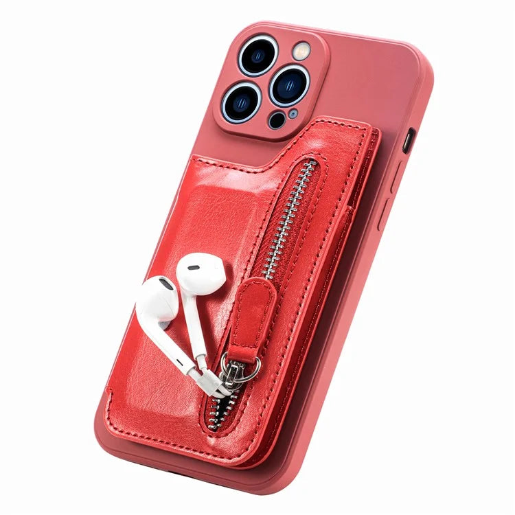 For iPhone 15 Pro Max Wallet Phone Case PU Leather Coated Straight Edge TPU Cover