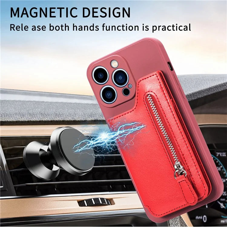 For iPhone 15 Pro Max Wallet Phone Case PU Leather Coated Straight Edge TPU Cover