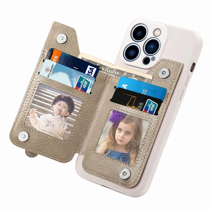 For iPhone 15 Pro Max Wallet Phone Case PU Leather Coated Straight Edge TPU Cover