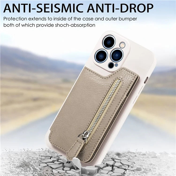 For iPhone 15 Pro Max Wallet Phone Case PU Leather Coated Straight Edge TPU Cover