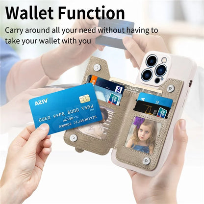 For iPhone 15 Pro Max Wallet Phone Case PU Leather Coated Straight Edge TPU Cover